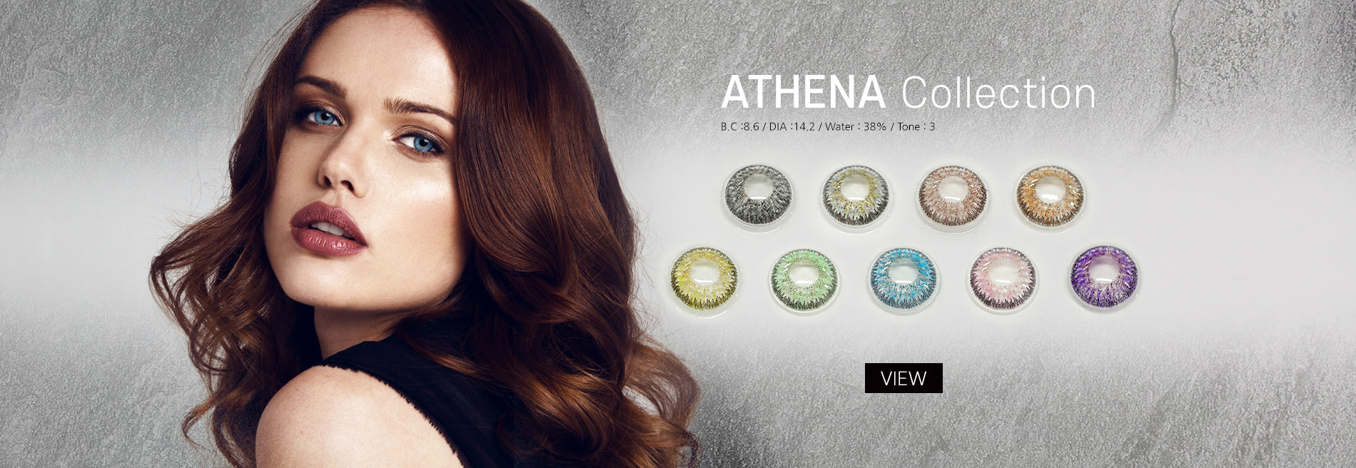 a beautiful woman is wearing athena collection lenses from krazyeyes4u.com
