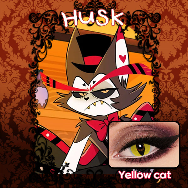a contact lens mimicking yellow cat's eye looks good on costume play.