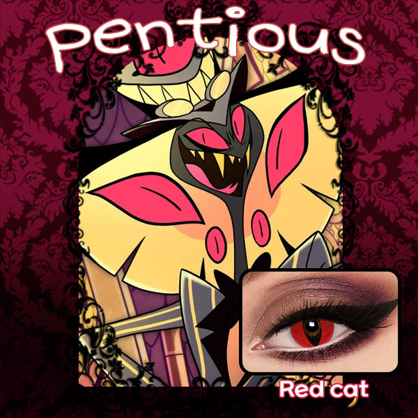 a contact lens mimicking red cat's eye looks good on costume play.