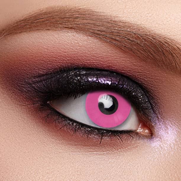 fancy and beauty Glowing Pink colored lens applied on eyes.