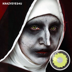 A costume play model is wearing louis contact lens from krazyeyes4u.com