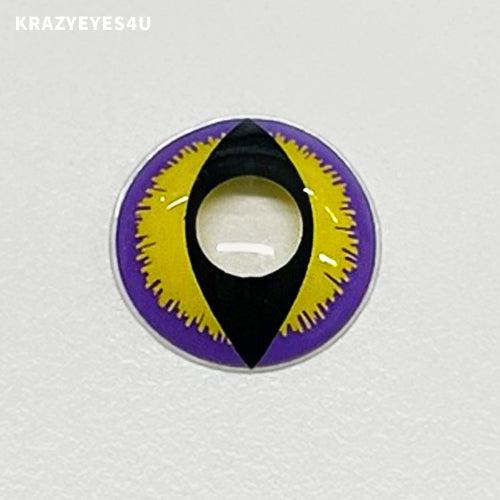 a clean surface of halloween contact lens designed purple gragon.