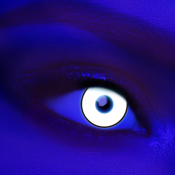 night glowing uv white and black fancy contact lens.