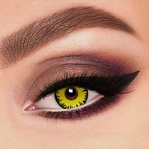 charming fancy contact lens with black and yellow design for halloween fest.