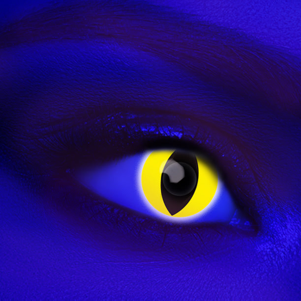 UV Glow Yellow cat - KRAZYEYES4U - Color Contact Lens