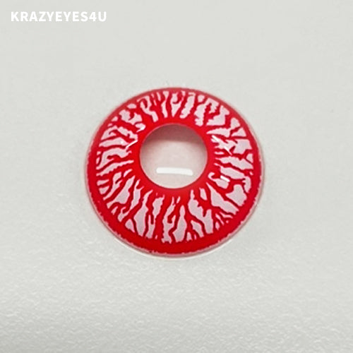 surface of 17 mm big sized fancy lenses named blood shot with white red color for halloween fest and cosplayer. 