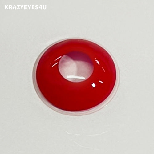 surface of fancy lenses named red out with totally red color for halloween fest and cosplayer. 