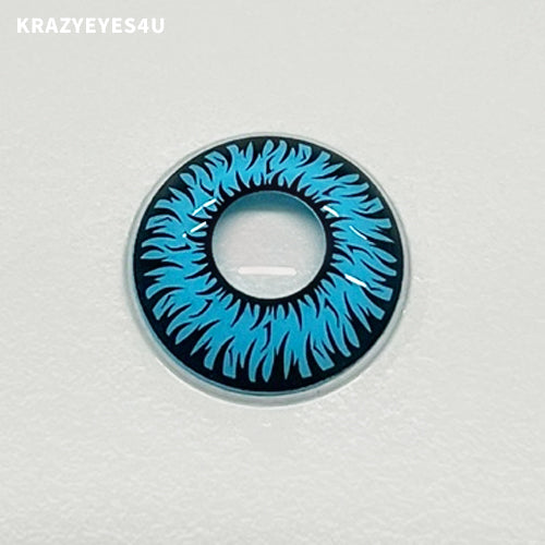 surface of fancy lenses named sky wolf with blue and black color for halloween fest and costume party 