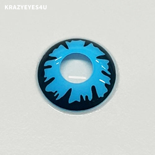 surface of fancy lenses named wizard with blue and black color for halloween fest and cosplayer. 
